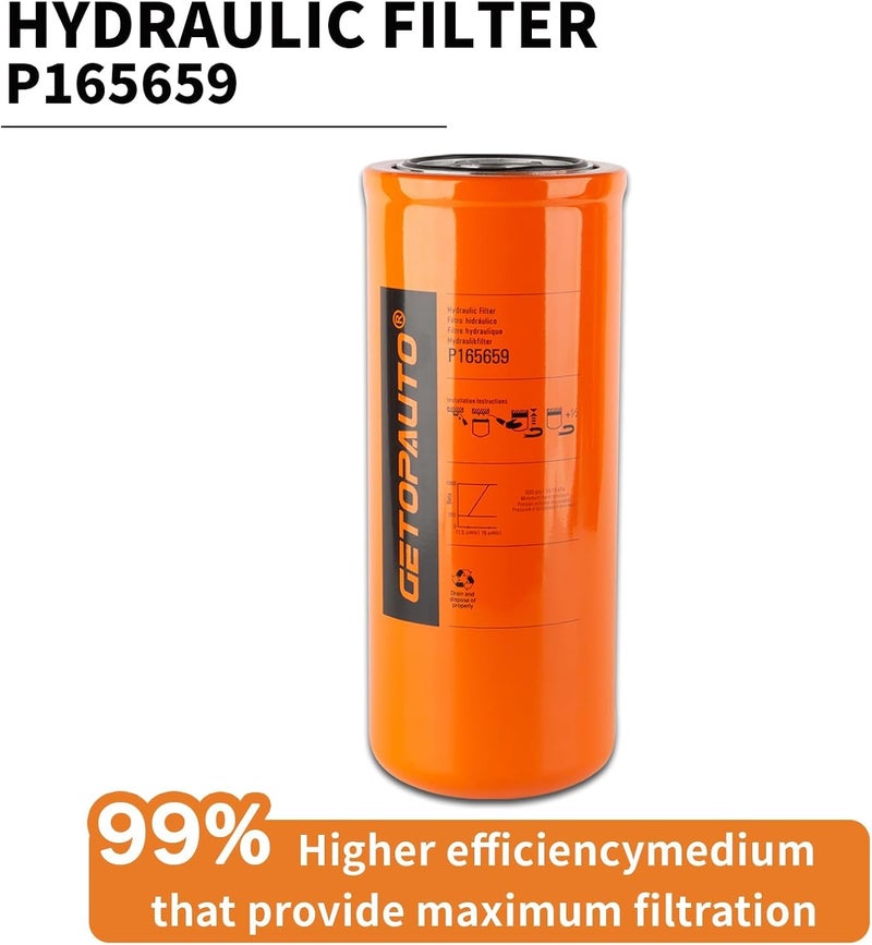 GETOPAUTO P165659 Hydraulic Filter Compatible with Donaldson P165659 for Hydraulic Filter for Ford New Holland Loader 555D 655D For Tractor 8670 8770 8870 8970 P16-5659 - Image 1